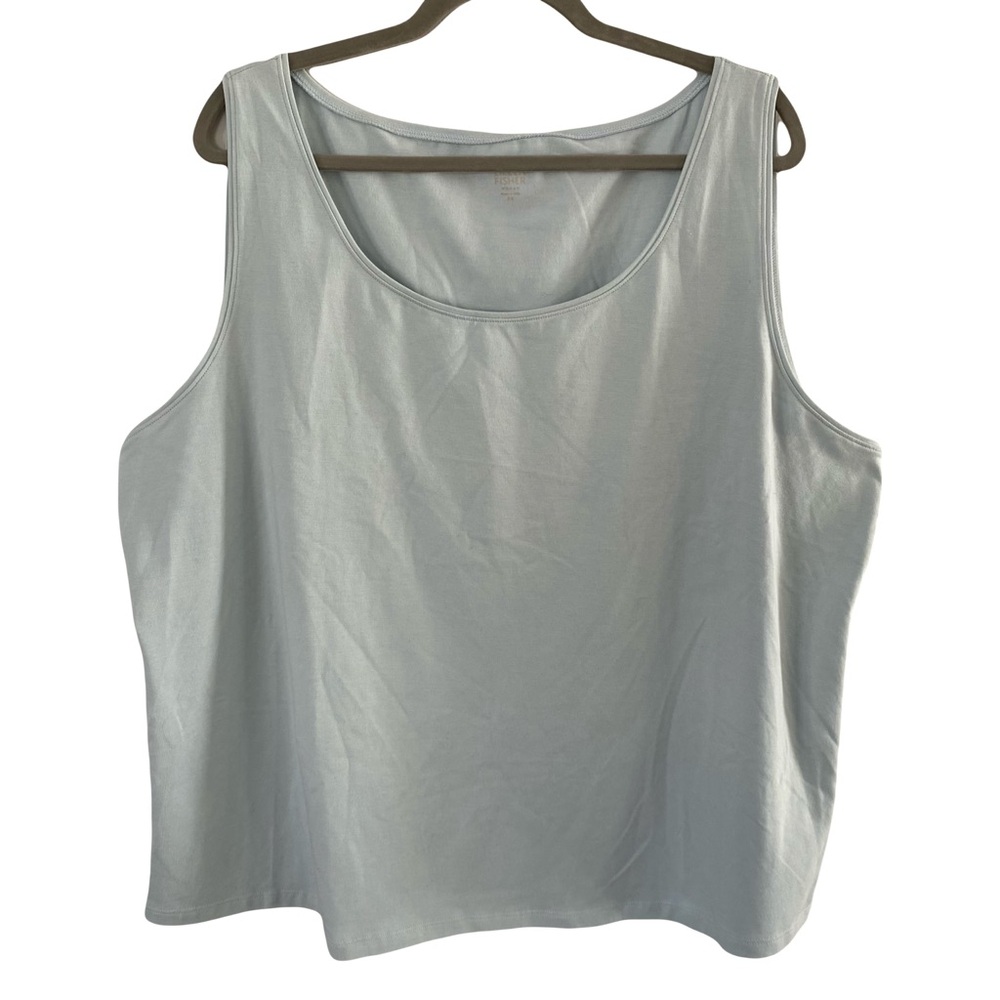 Eileen Fisher Scoop Neck Blue Classic Spring Sleeveless Tank Blouse Top Size 3X‎